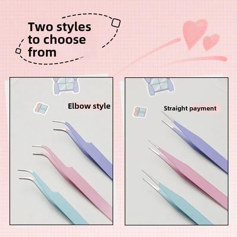 2Pcs Stainless Steel Precision Tweezers, Straight & Curved Tip, Anti‑Static Tweezers for Scrapbooking Craft Model Making
