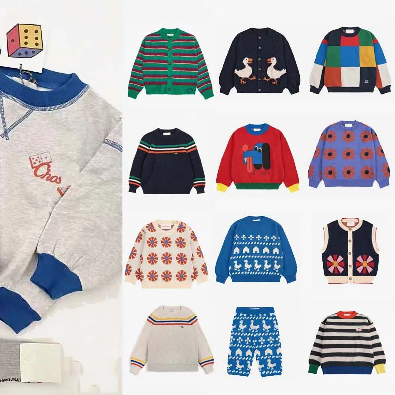 

PER-SALE 2025 Autumn Winter BC Boys Girls Grid Sweaters Print Boys Pants Kids Sweaters Baby Girls Pants Kids Boutique Clothes