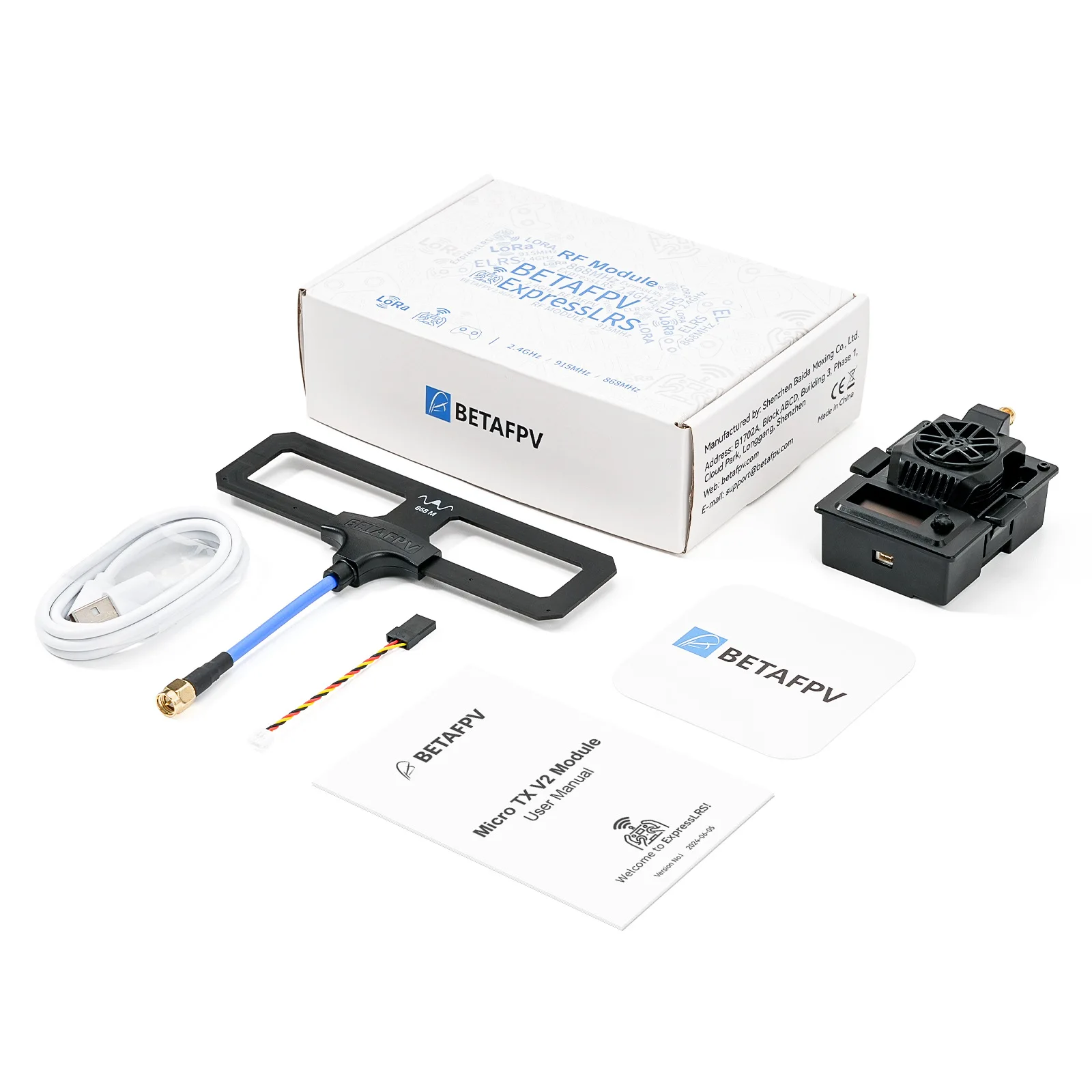 BETAFPV مايكرو TX V2 وحدة ELRS 915MHz 2W RF الطاقة المدمج في TCXO CNC SMA هوائي لنظارات FPV/طائرات بدون طيار FPV طويلة المدى كوادكوبتر
