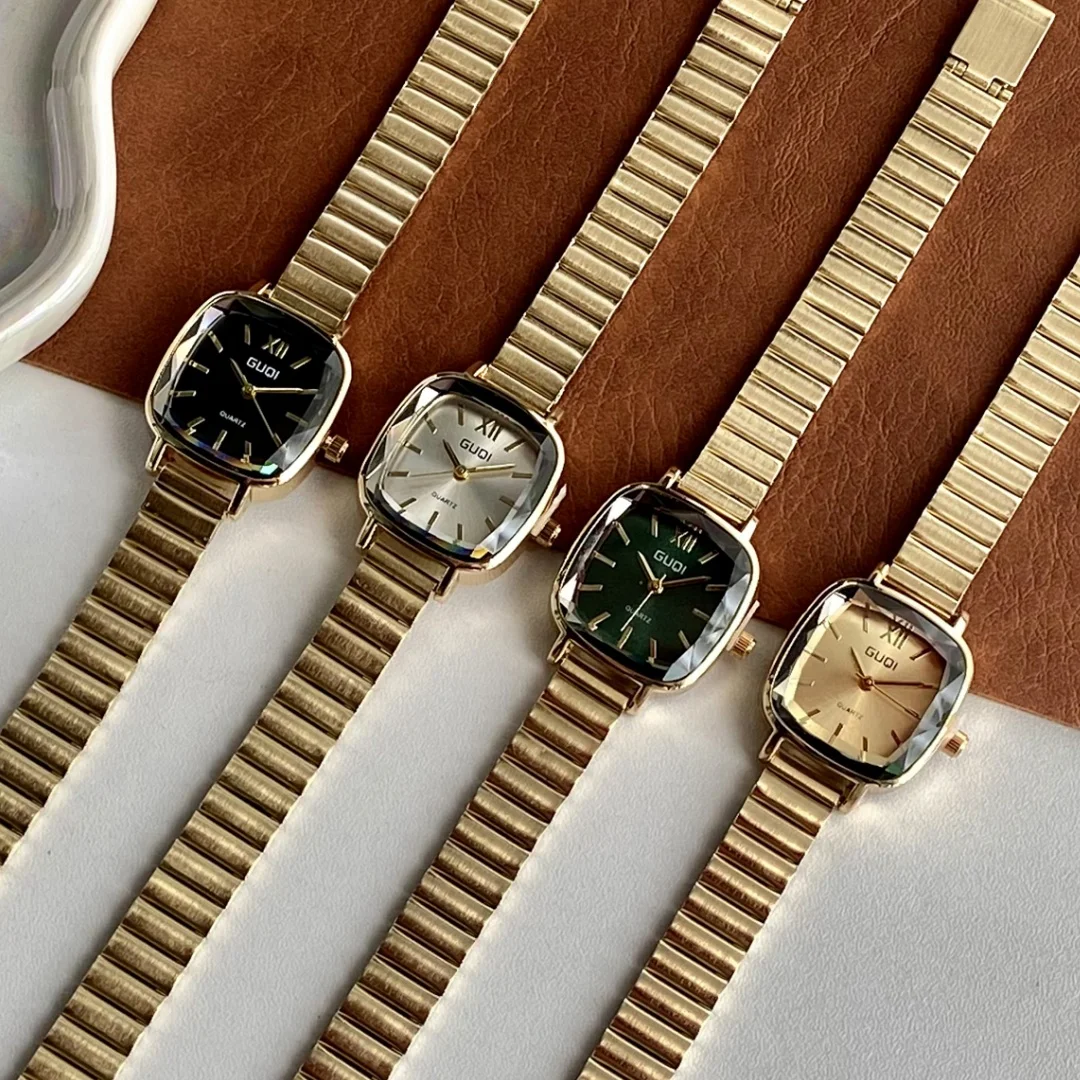 ساعة ذهبية للنساء مربعة للسيدات كوارتز ساعات المعصم الفولاذ المقاوم للصدأ للنساء ساعة ذهبية صغيرة للسيدات ساعة حائط هدية Relogio Feminino