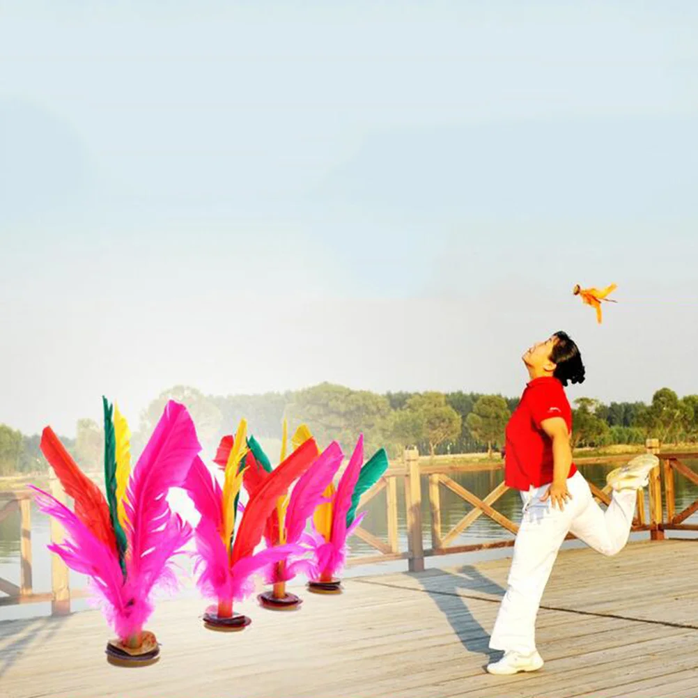 

10pcs Colorful Shuttlecock Chinese Jianzi Rubber Foot Kicking Sport Outdoor Fitness Goose Shuttlecocks For