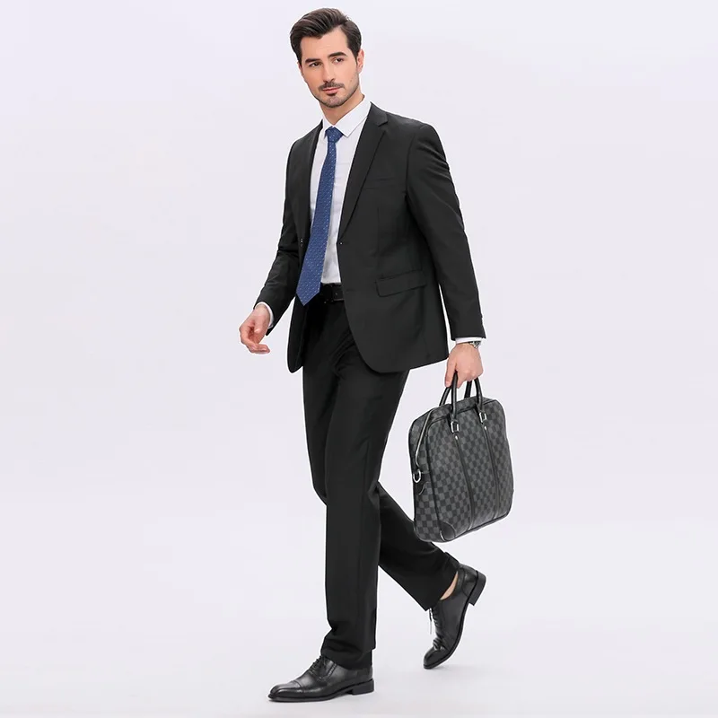 

Men Three Piece Suit Sets Turn Down Collar Full Sleeve Blazers Plain Shirt Straight Pants Slim Fit Ensemble Evening Wedding 2026