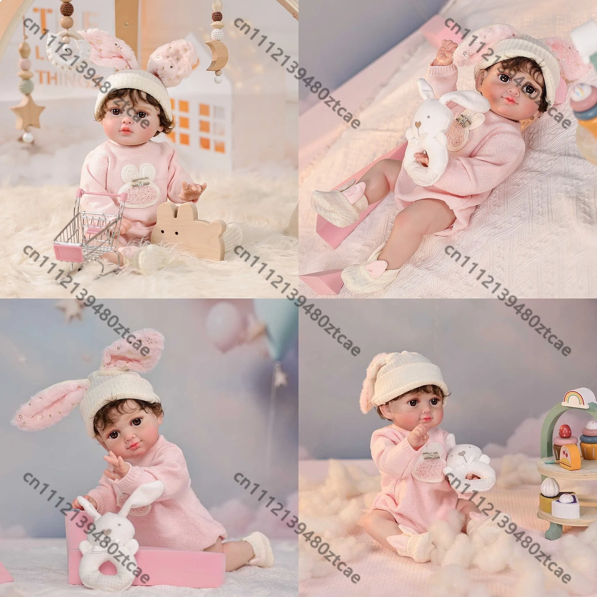 

20 Inch Reborn Baby Doll with Rabbit Hat Soft Silicone Realistic Newborn Toddler Toy Gift