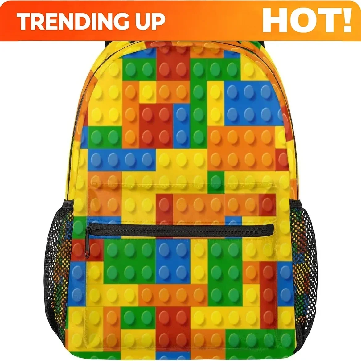 Custom Bag TropicalLife Backpack For School, Colorful Building Blocks School Bag For Girls Boys