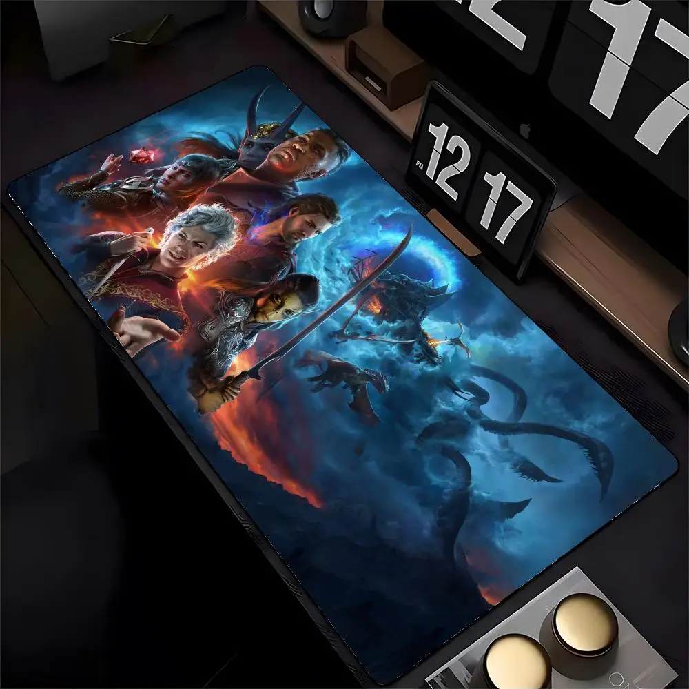 B-Baldurs Gate 3 Mouse Pad Mousepad HD Printing Computer Gamers Locking Edge Non-slip Mouse Pad XXL90x40cm Keyboard PC Desk Pad