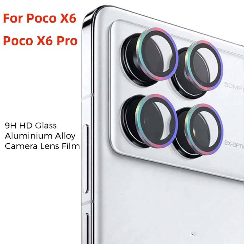 

Alloy Camera 9H HD Tempered Glass Cap Protector For Xiaomi Poco X6 Pro 5G Metal Lens Ring Case Protective Film