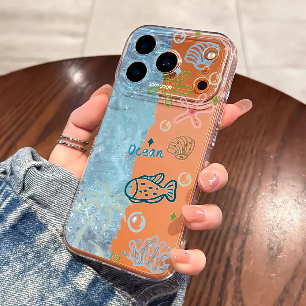 Cartoon Coral Reef & Bubbles Clear Phone Case For Xiaomi Redmi Note 14 Pro 13 12 Note 11 10 Pro+ 13C 5G 4G Soft Shockproof Cover view 4