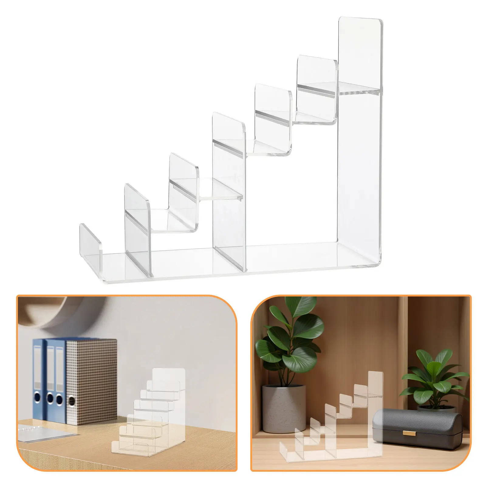 2Pcs Layered Wallet Display Stand Clear Acrylic Purse Rack Organizer 6 Tier Retail Display Shelf Boutique Clutch Holder Riser view 2