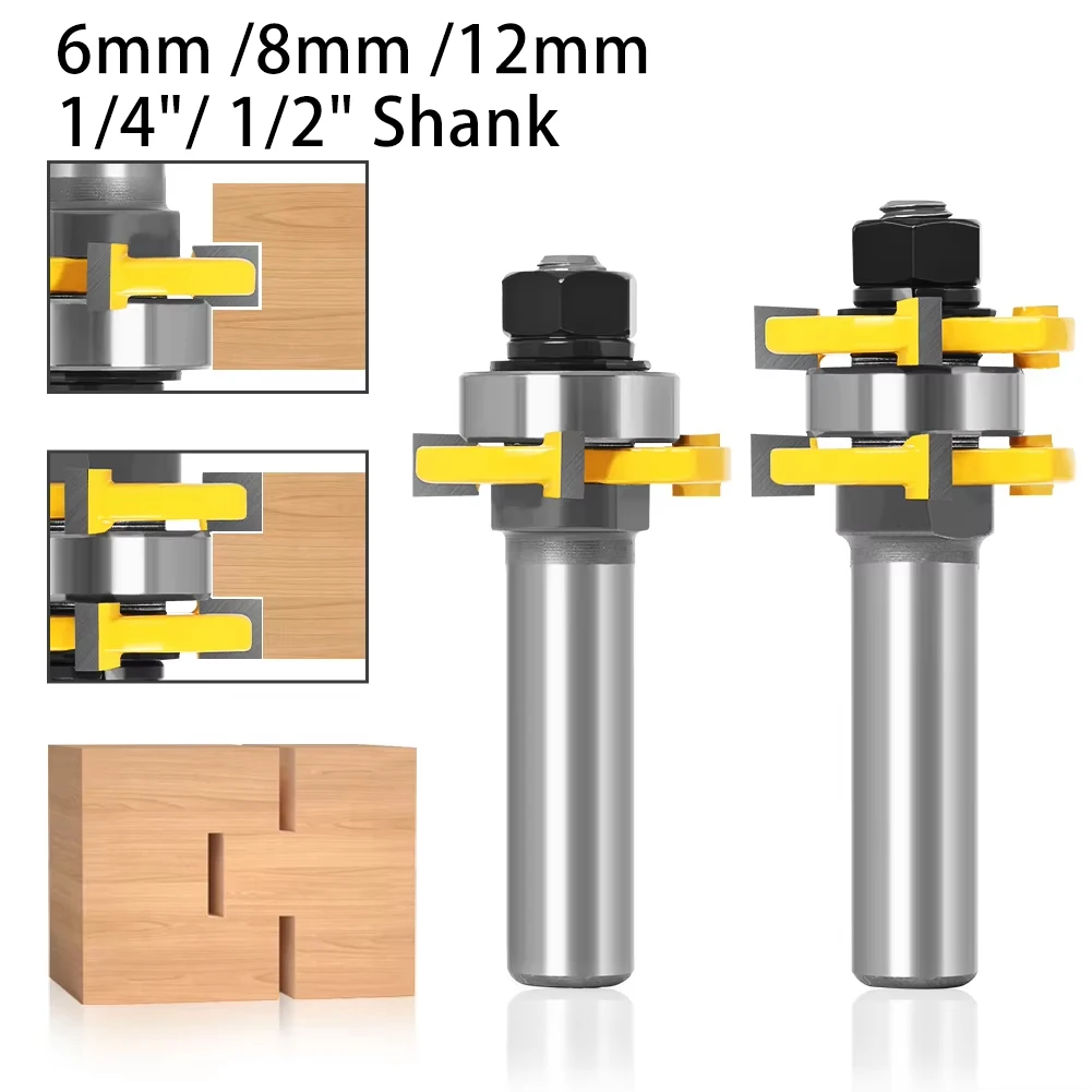 Wood Panel Tenon Joint Router Bit 6 8 12mm 1/4