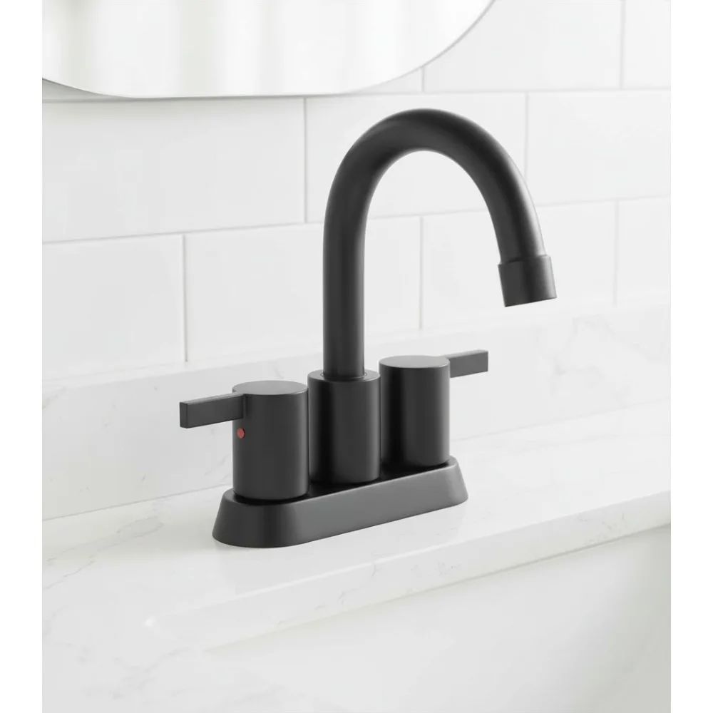 

4 Inch Matte Black Bathroom Faucet with 360 Swivel Spout, Lead-Free Modern Design for RV Vanity Sink