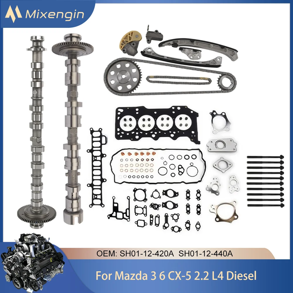 Engine Rebuild Overhaul Kit Inlet Exhaust Camshaft Timing Kit Gasket Set For 12-19 Mazda 3 6 CX5 2.2T Diesel SHY1 SHY4 SHY6 SHY8