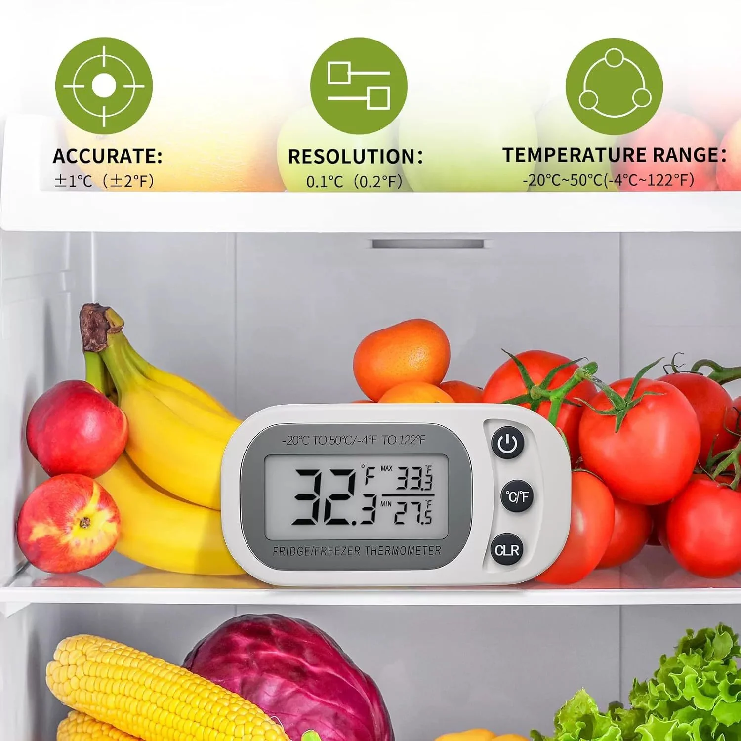 

New Fridge Thermometer With Hook Anti-Humidity Refrigerator Freezer Electric LCD Display Digital Thermometer Temperature Monitor