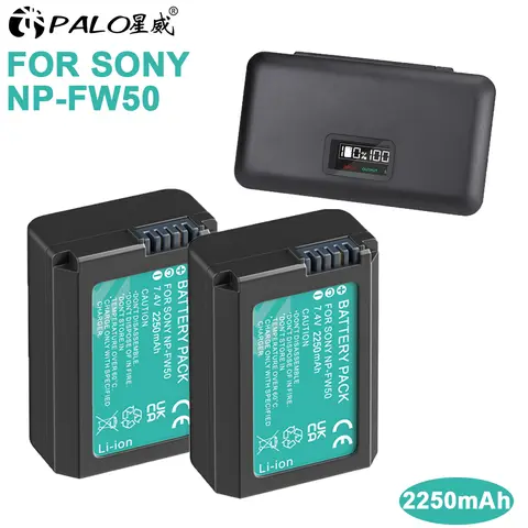 PALO NP-FW50 NP FW50 Battery + Multifunction Charger Box for Sony Alpha a6500 a6300 a6000 a5000 a3000 NEX-3 A7 A7M2 A7R 7SM2 7M2