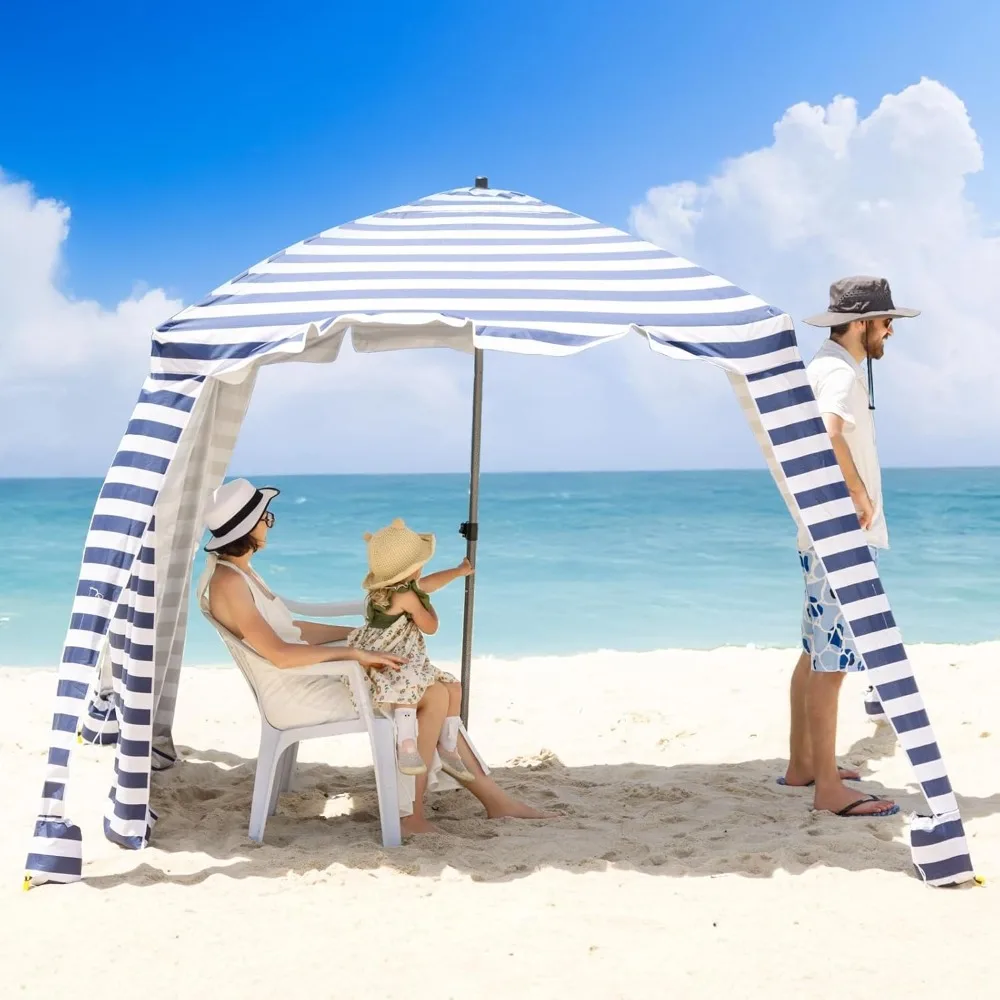 

Beach Cabana — пляжная палатка с защитой от ультрафиолета UPF 100+, простая в установке навес размером 6 x 6 футов со прикрепленной стеной, водонепроницаемая ткань, портативная