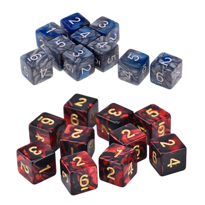 20Pcs Dices Kit 6 Sided 16mm D6 Red Black Double Colors Acrylic Small For RPG TRPG Tabletop Board Game DND Number Dice Cube Set