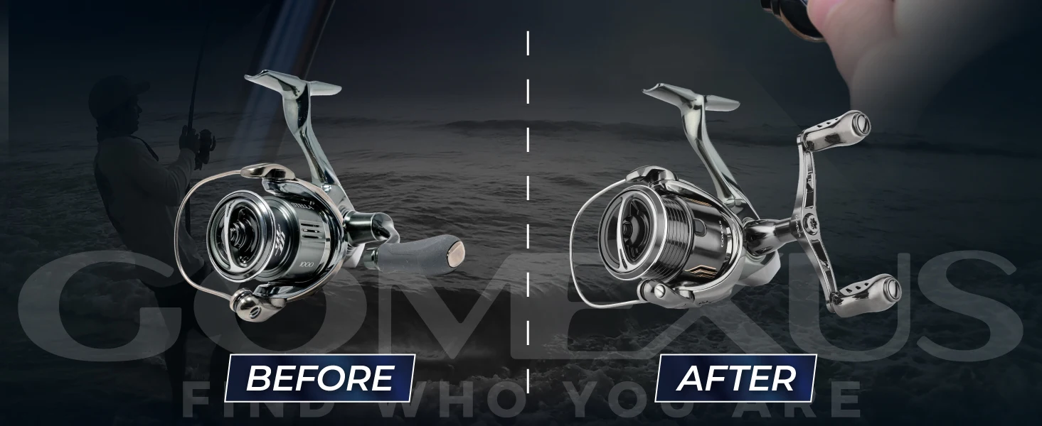 Gomexus Spinnrolle mit Titanlegierungsgriff, Eging-Angelrolle, 92mm Rollengriff für Shimano Stella Stradic Doppelgriff – Detail 7