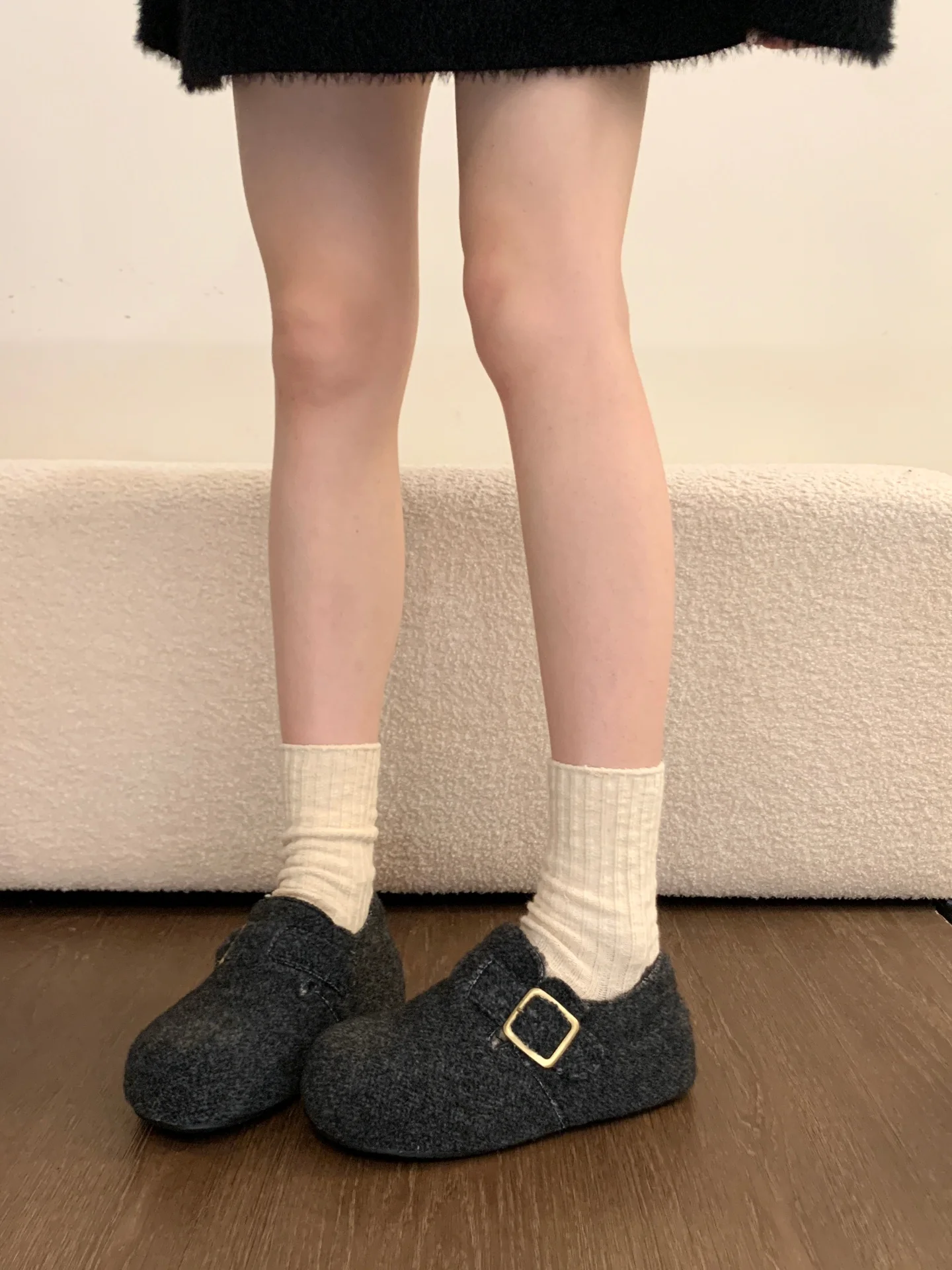 

Winter ey Thi Bot Heightening Women's Birkfoot Boots Fur Lined Casual Slip-On round Toe Rubber Sole Faion oes