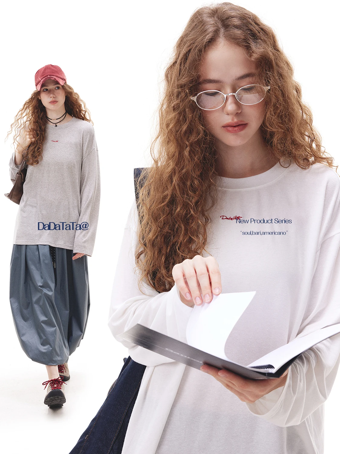 

JGGU Crystal Label DTA White Tag Flax Long Sve Knitted T-irt Women's Autumn Large Size Thin Top Casual Sle Loose Fit