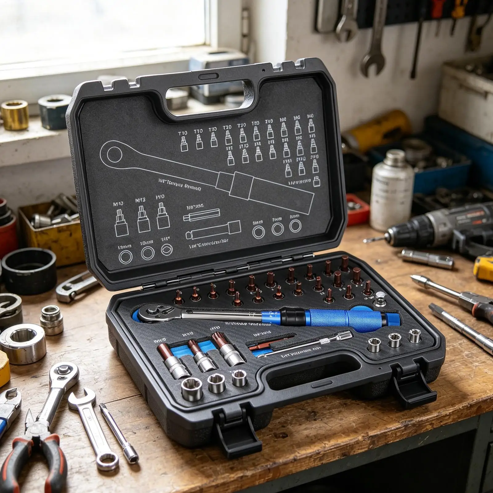 

32pcs 1/4" Cycling Drive Torque Wrench Set With 72-tooth Reversible Ratchet Head 5-25Nm Spanner For Cycling Repair Torque Wrench