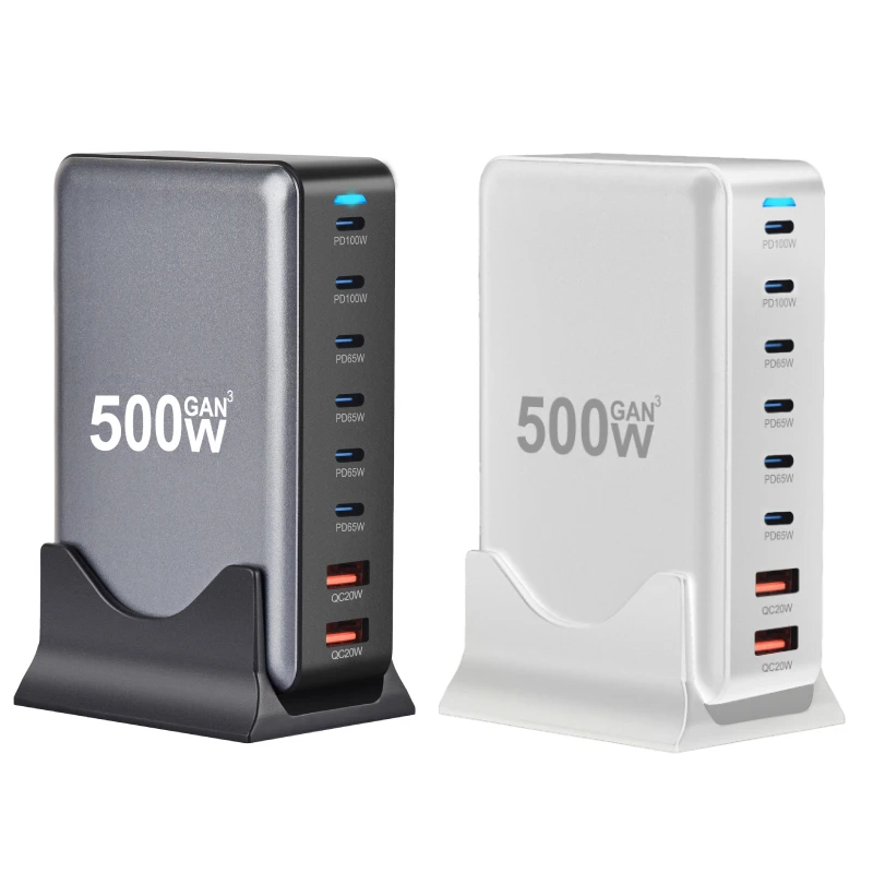 NEW 500W Gan Fast Charge 3.0 USB Type C Fast Charger Mobile 8-port 6C2A PD Charger Convenient To Carry Tablet Charger