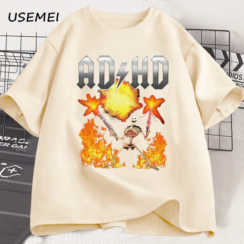 Funny ADHD Graphic Tee Shirt Mental Health Awareness T-Shirt Men Women Fashion Casual Tops All Season Loose Harajuku Clothing