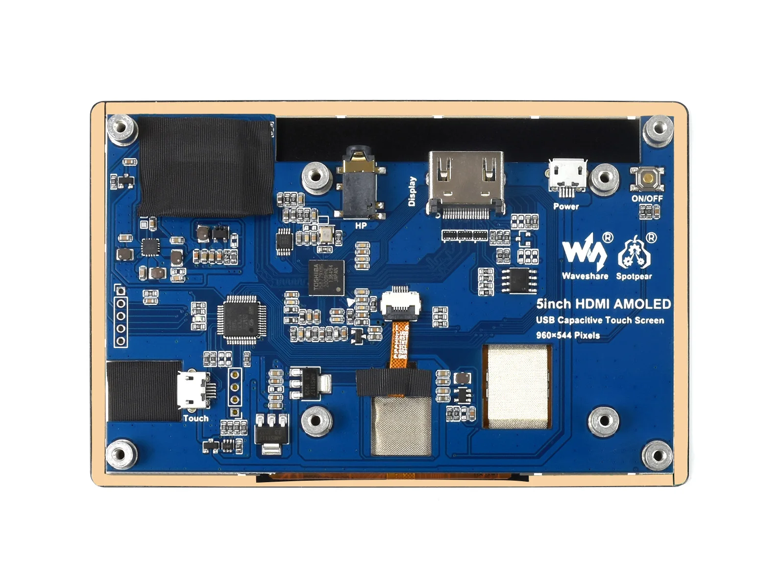 Picture 6: Waveshare 5inch Capacitive Touch AMOLED Display,Toughened Glass Display Supports all versions of Raspberry Pi