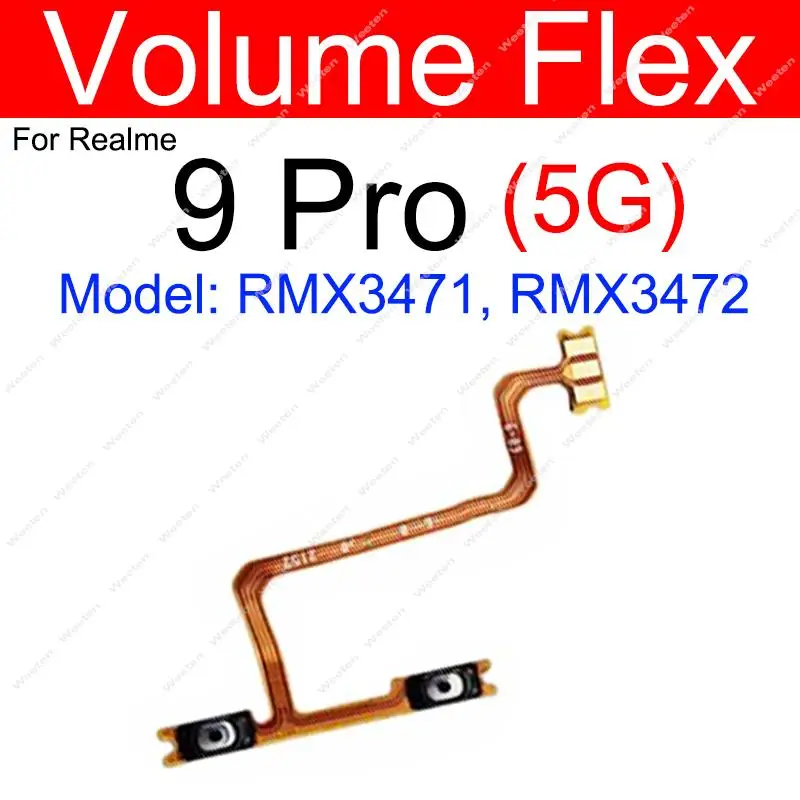 Power Volume Buttons Flex Cable For Realme 8 8i 8S 8 9 Pro 7 4G 5G Side Power Volume Keys Flex Ribbon Mini Trigger Parts