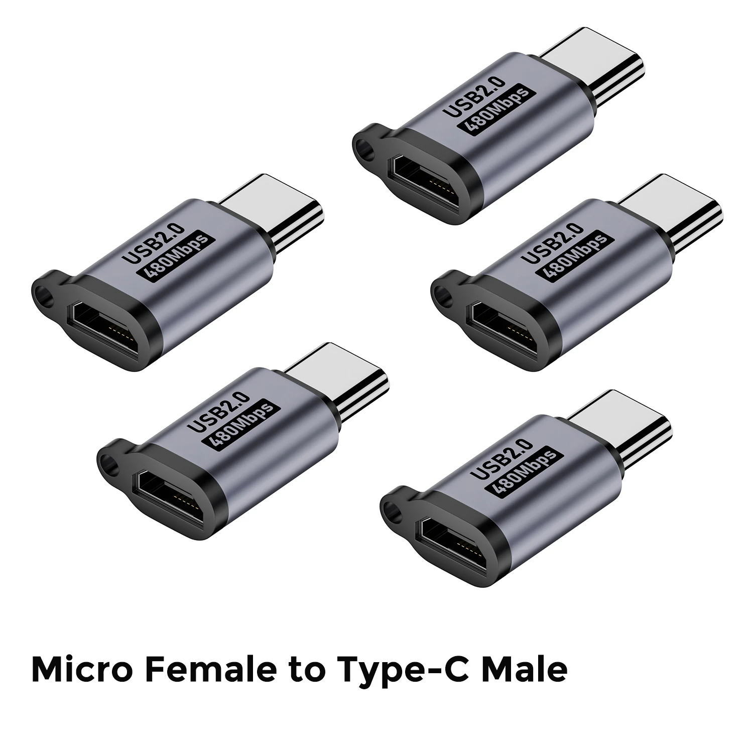 USB-C-Buchse auf Mini-USB-Stecker Adapter, Micro-USB auf USB-C Adapter, 480Mbps Datenübertragung, Schnelllade-Konverter für Telefon