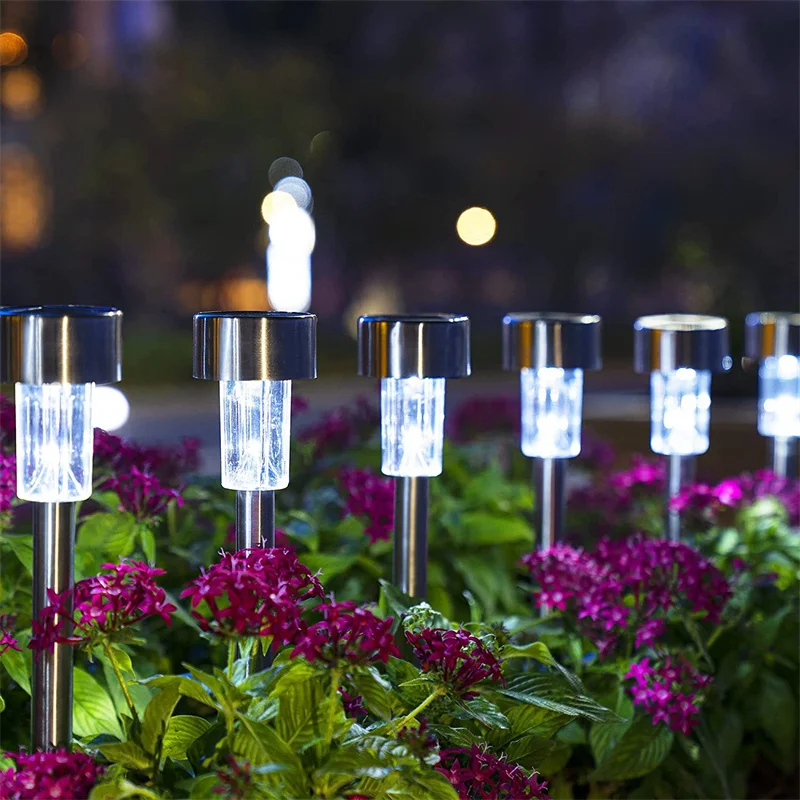 

Solar Stainless Steel Pathway Light 10pcs LED Courtyard Outdoor Garden Cylindrical Outdoor Waterproof Lawn Light