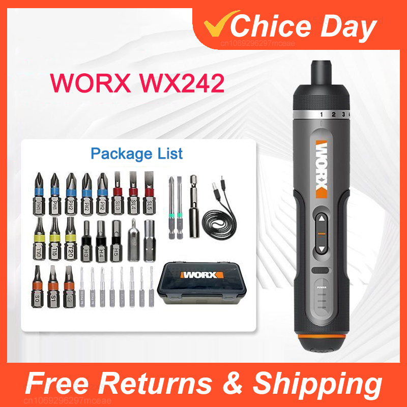 Youpin Worx 4V Mini Electrical Screwdriver Set WX242 Smart Cordless Electric Screw Driver USB Rechargeable 30 Bit Set Drill Tool