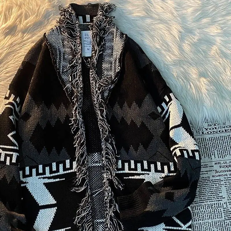 

Японский свитер в стиле ретро, ленивый кардиган ex в стиле хип-хоп, вязаный джет, весна-осень, повседневный свободный крой