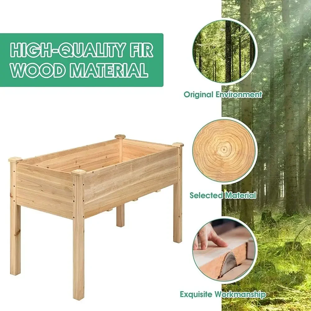 Raised Wooden Garden Bed, Elevated Planter for Vegetables, Flowers, and Herbs, 49L x 23W x 30H