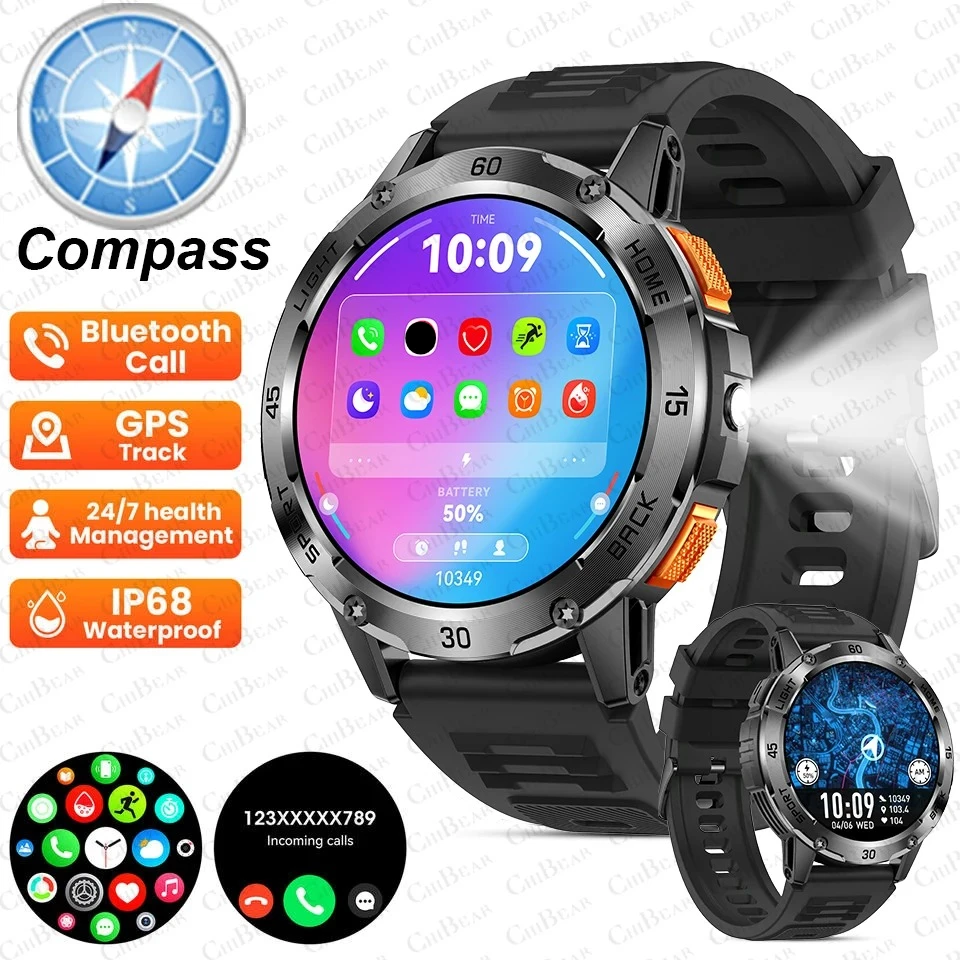

Sport GPS Smart Watch Premium Military Outdoor Altimeter Barometer AMOLED HD Screen Built-in GPS & Compass Sports New Smartwatch