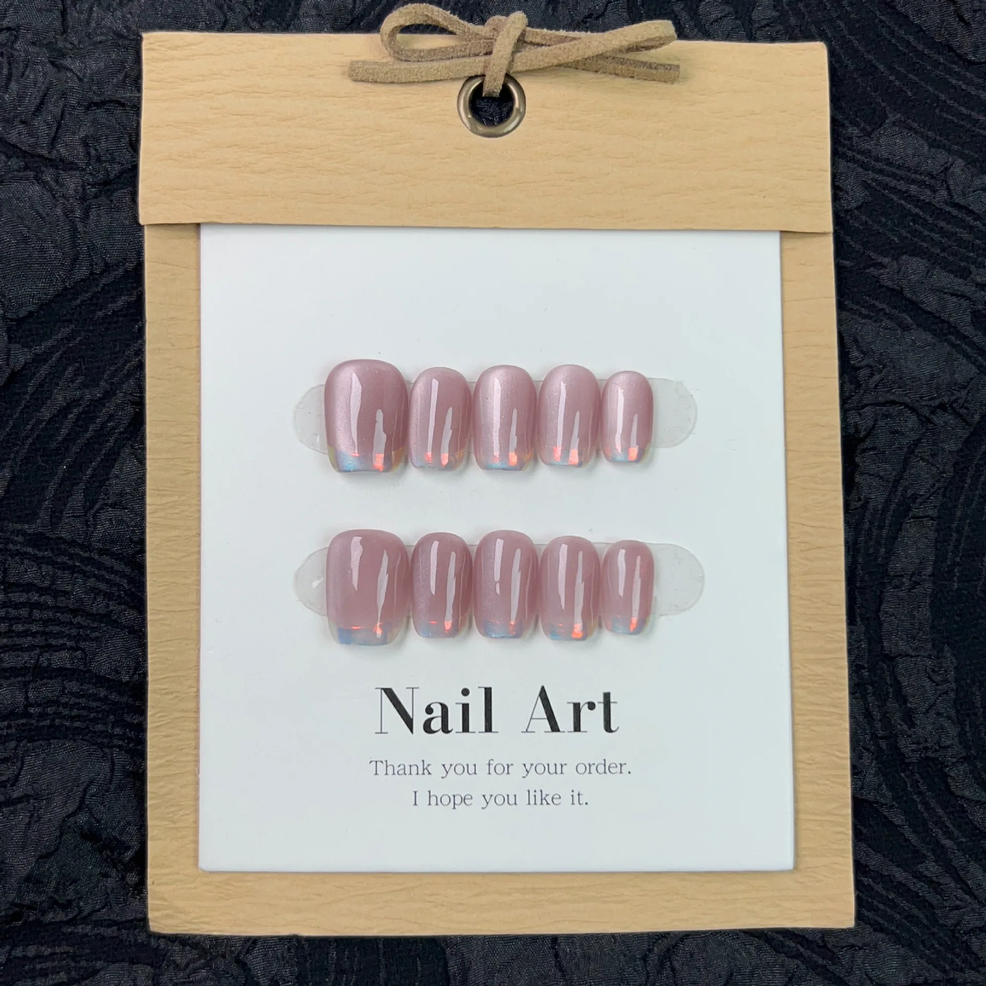 

10pcs Sheer Aurora Press on Nails Glossy Square Shape Fake Nails Press Ons Nude Pink Cat Eye Nail Art Solid Color False Nails