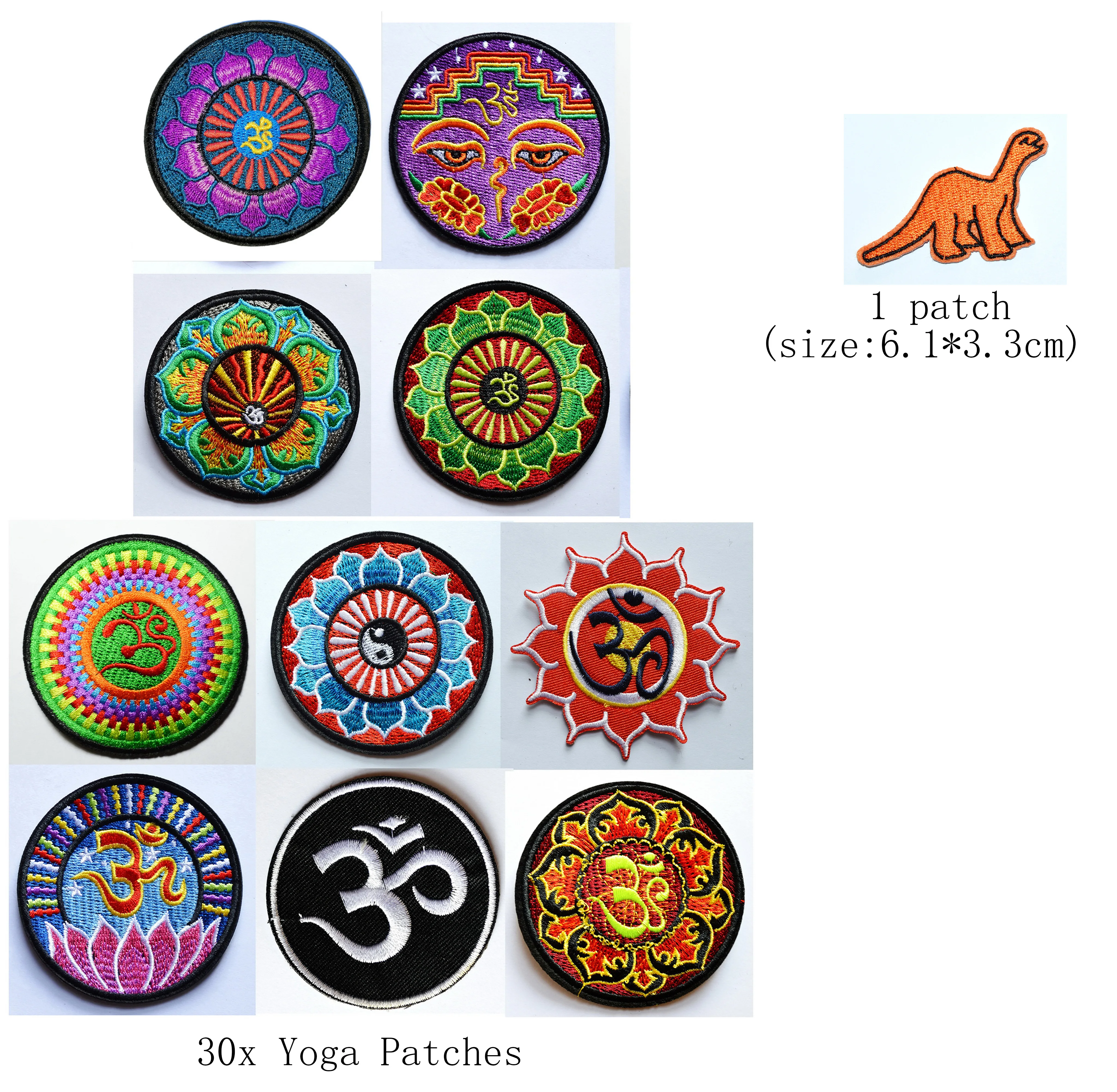 

30x YOGA &1x Dinosaurs ~ Lotus Aum om infinity hindu hinduism indian trance Leaf Iron On Patches, sew on Appliques