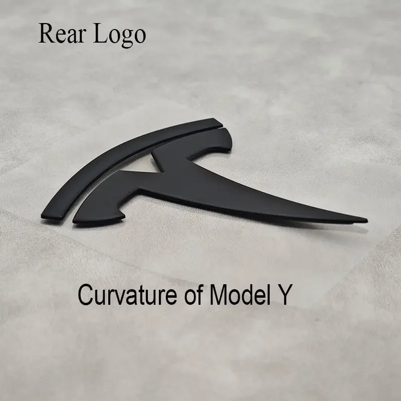 3D ABS Car Steering Wheel Logo Sticker Front Head Hood Emblem Rear Trunk Badge For Tesla Model Y Replacement Decals Accessories