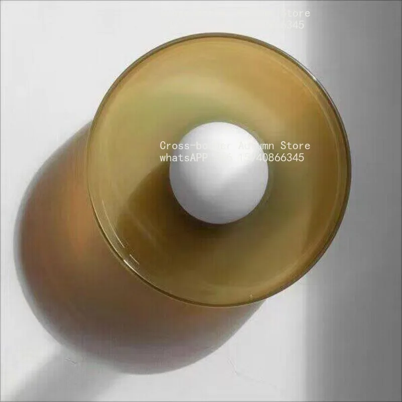 Wall lamp medieval glass bedside lamp, background wall simple art cream style retro, wall lamp