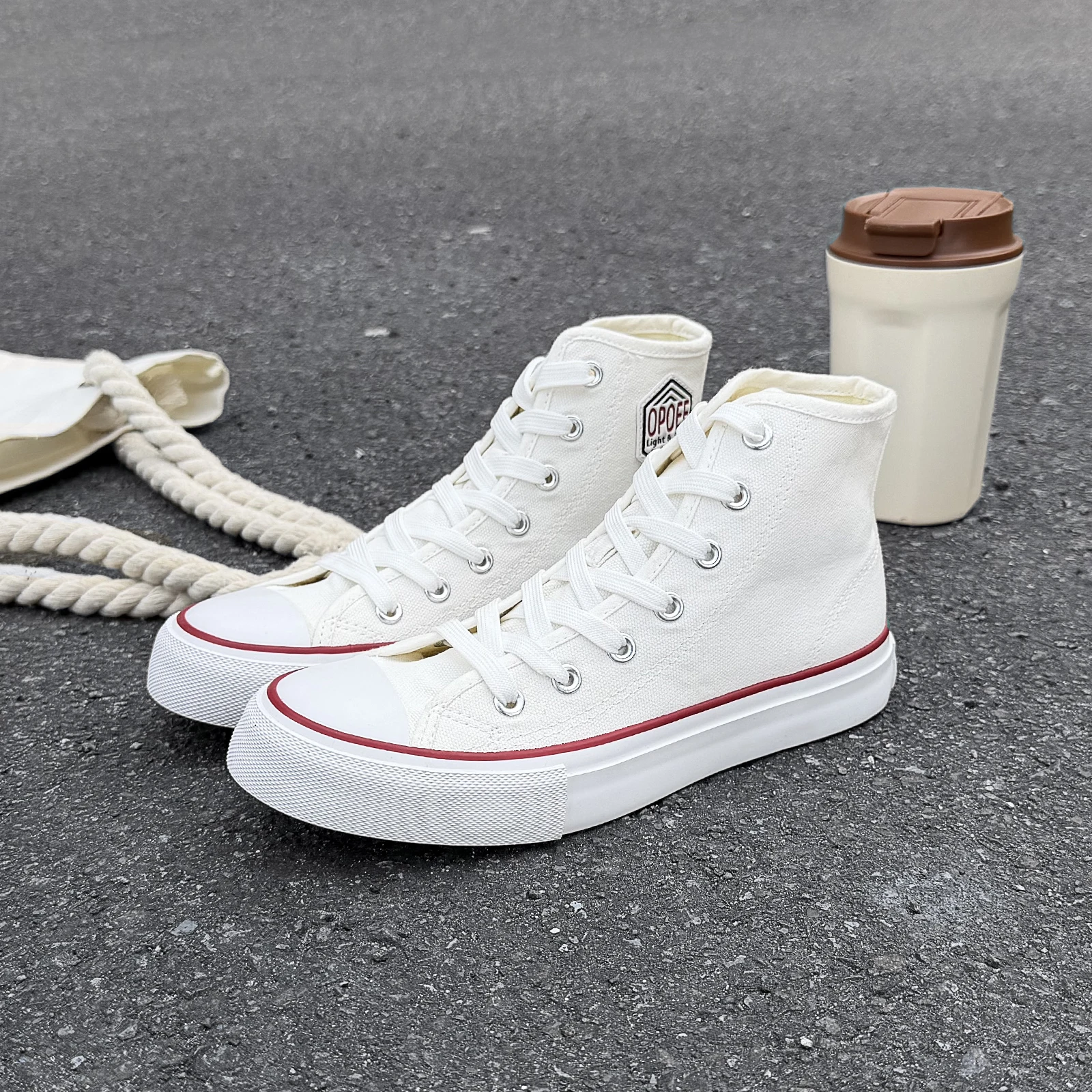 WZ010 OPOEE Komfortable Modische Jugend-Canvas-Schuhe High-Top Schnürschuhe Koreanische Version Trendige Board-Schuhe Atmungsaktive Kinderschuhe – Detail 7