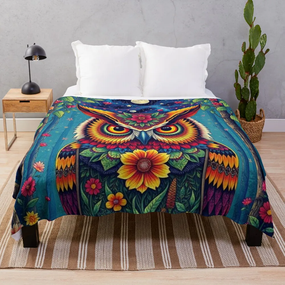

Floral owl #6 Throw Blanket Large christmas decoration Blankets