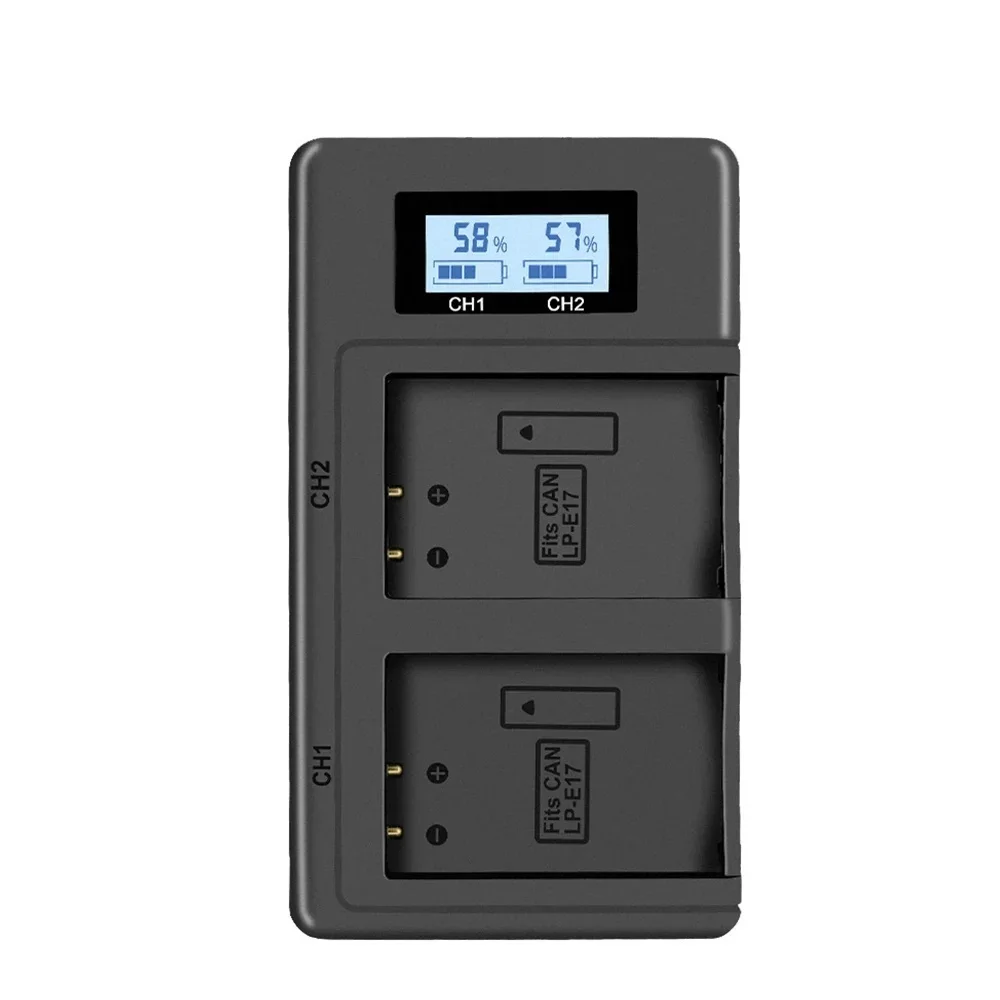 맥코플러스 LP-E17 USB 듀얼 배터리 충전기, 캐논 EOS R8 R10 R50 RP 77D 750D 760D 800D 8000D, M6 II M6 M5 M3 /Rebel SL2 SL3 T6i 용