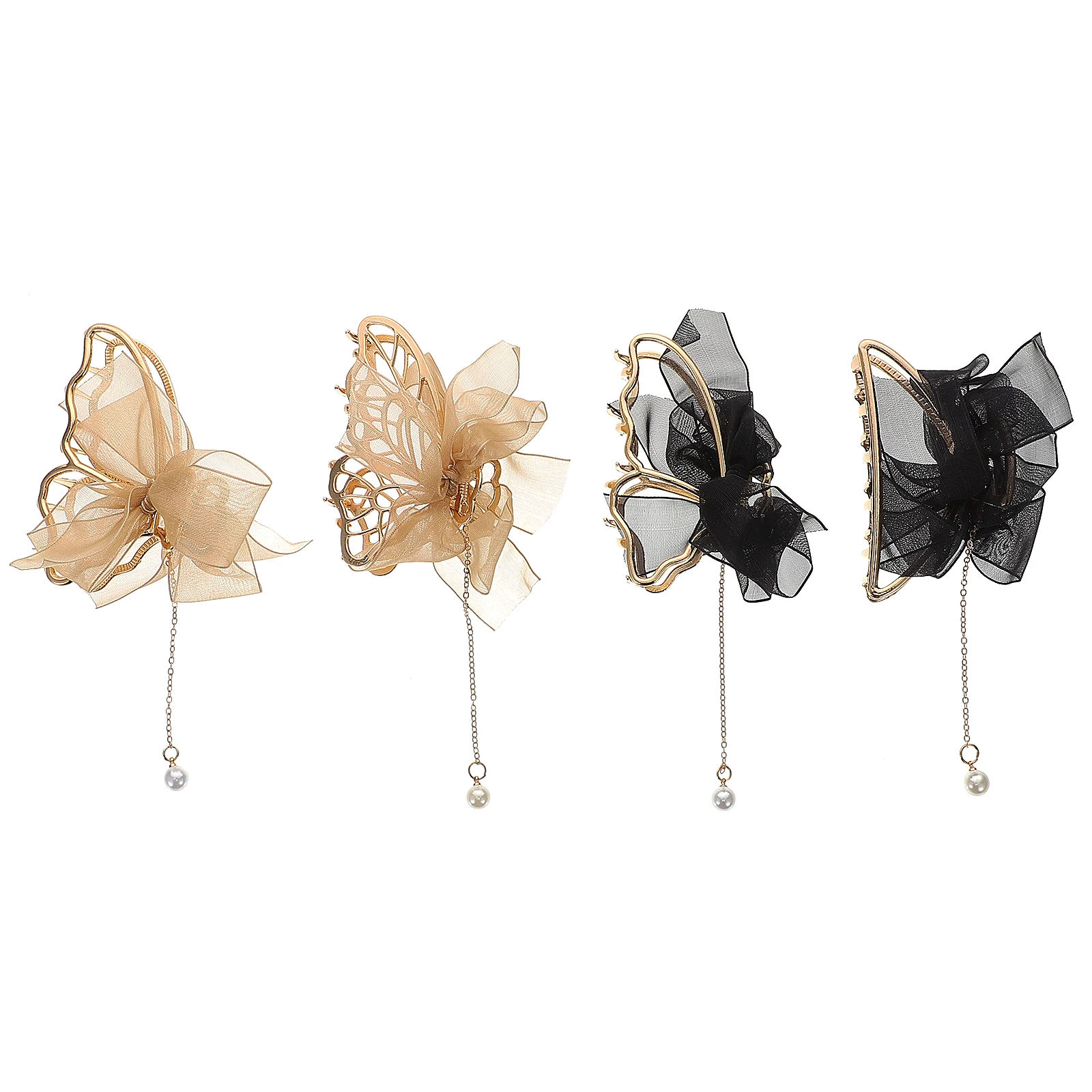 

4Pcs Large Hair Claw Clips Elegant Zinc Alloy Tassel Women Barrette Clamp Hairstyle Accessories Secure NonDamaging