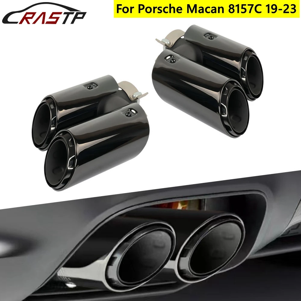 

RASTP-1Pair Stainless Steel Exhaust System Muffler Pipe Muffler Tip Car Tailpipe For Porsche Macan 8157C 2019-2023 CR1028
