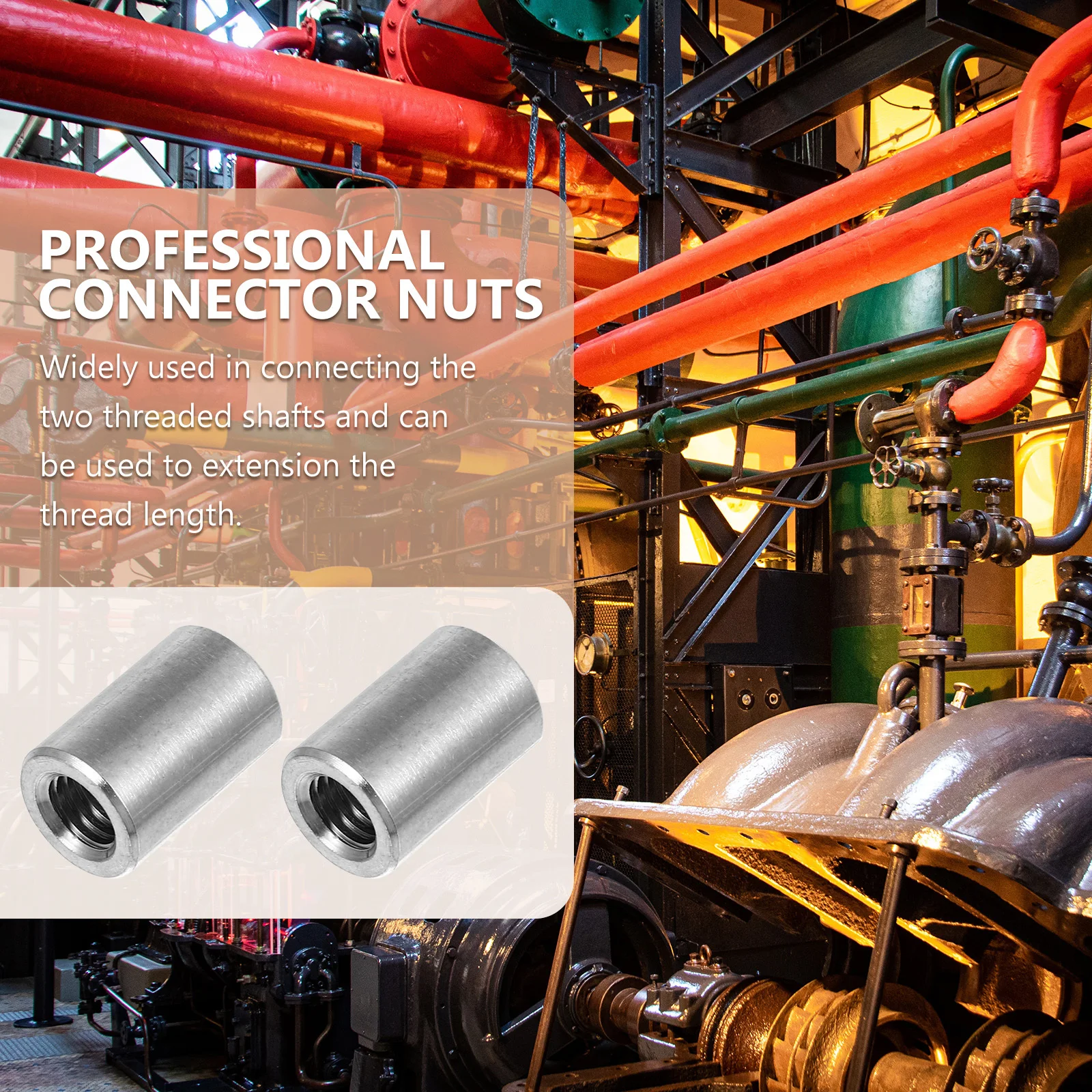 Porcas de conector redondas de aço inoxidável, porcas de acoplamento resistentes para haste de soldagem, extensão de rosca de barra, porca de conector de soldagem com 10 peças