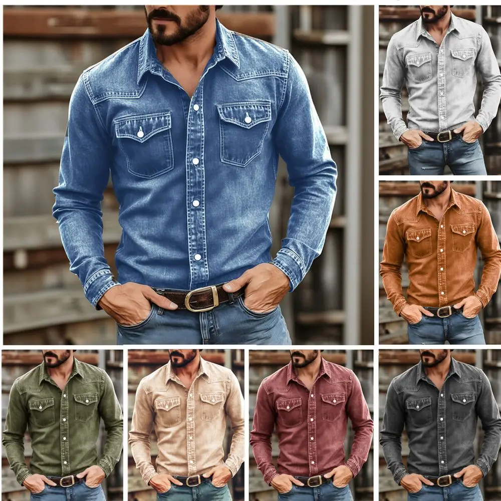 Men's Shirt Men's Spring And Autumn Cardigan European Plus Size Shirt