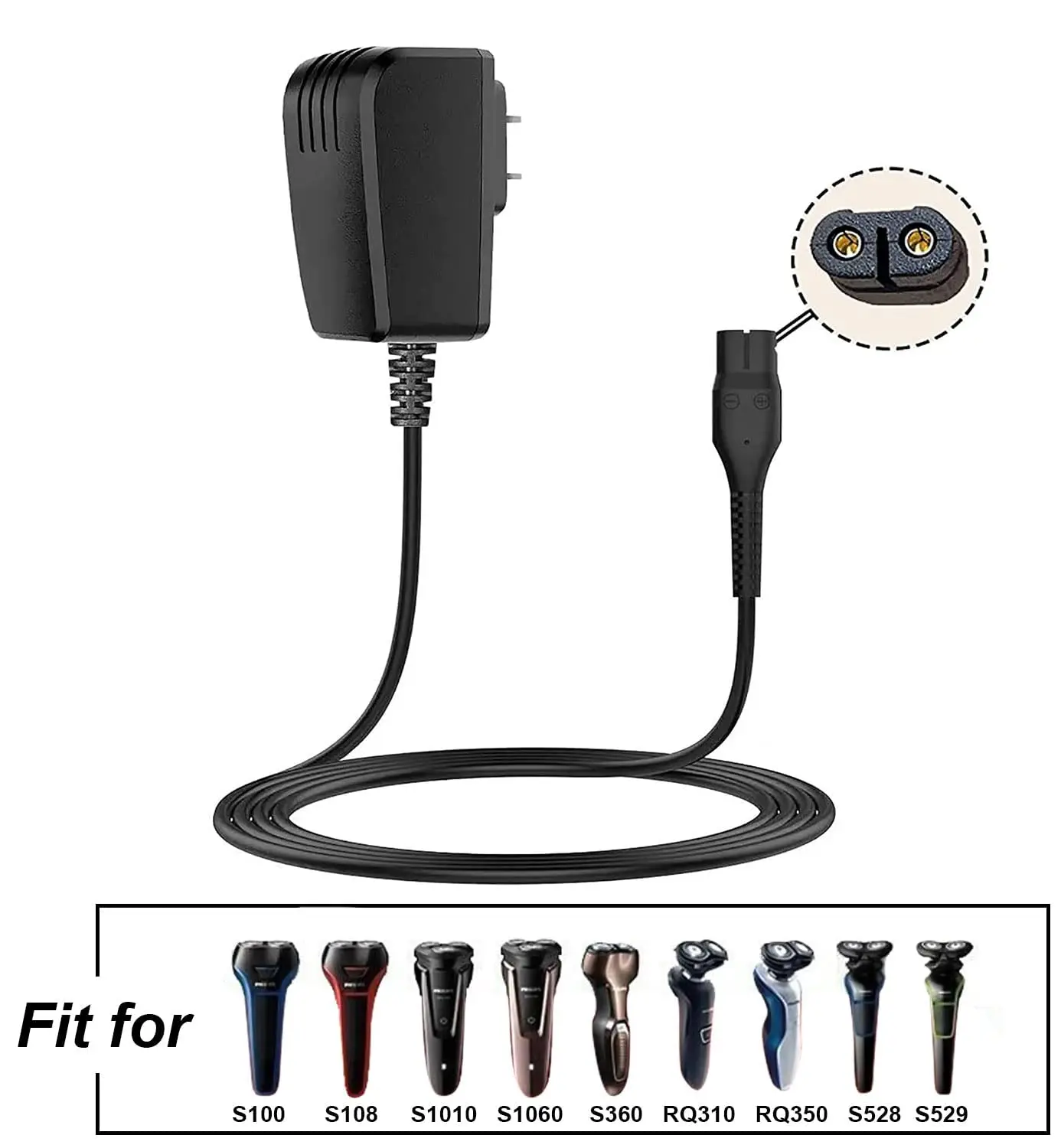 Shaver Charger Power Cord for Philips A00390 4.3V 70mA for Philips Norelco oneblade Charger QP2520 Compatible with QP2520/90, Q