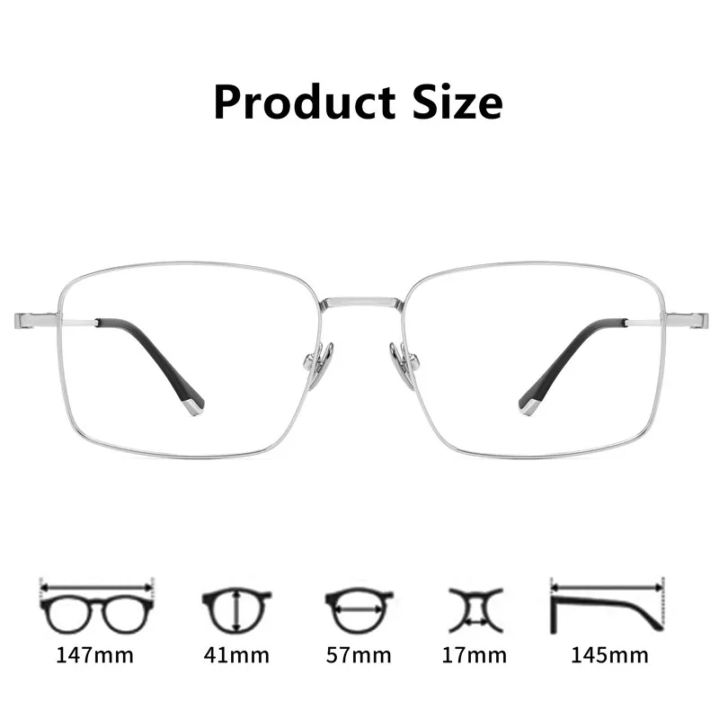 Men's pure titanium full frame minimalist business glasses for myopia customization prescription progressive fitting