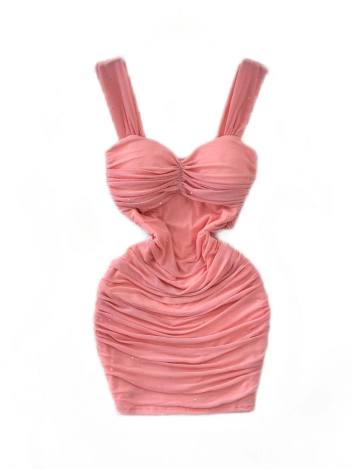 Foamlina Romatic Sexy Suspender Dress Pink Women's Summer Folds Waist Skinny Hips Sexy Mini Short Skirt Dress Girls