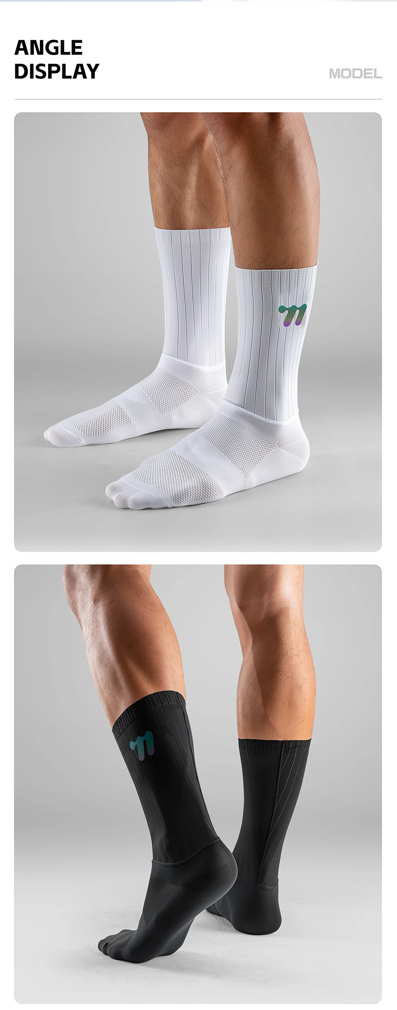 WEST RADFAHREN Sommer Aero Socken Whiteline Radfahren Socken Anti Slip Silikon Männer Fahrrad Sport Laufen Fahrrad Socken Calcetines Ciclismo – Detail 15