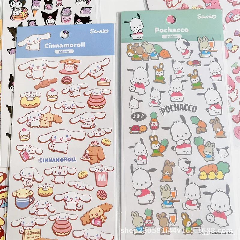 Sanrio Cinnamoroll Kuromi Anime Hand Ledger Stickers Cute Cartoon My Melody Diy Sticker Lovely Toys Gifts for Girls