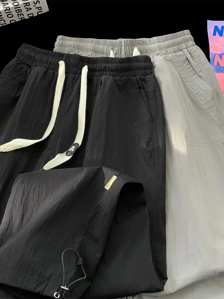 

Мужские летние тонкие брюки из ледяного шелка Qui Dry Sakamoto, повседневные свободные прямые широкие брюки, длинные брюки, модные молодежные брюки